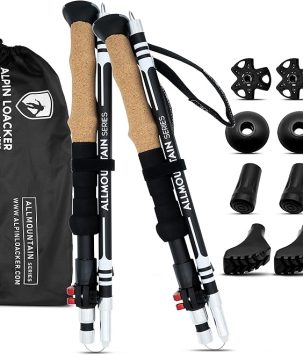 Collapsible Trekking Poles for Hiking I Carbon or Aluminum Hiking Poles Ultra Lightweight I Adjustable Trekking Poles for Women and Men with Cork Grip